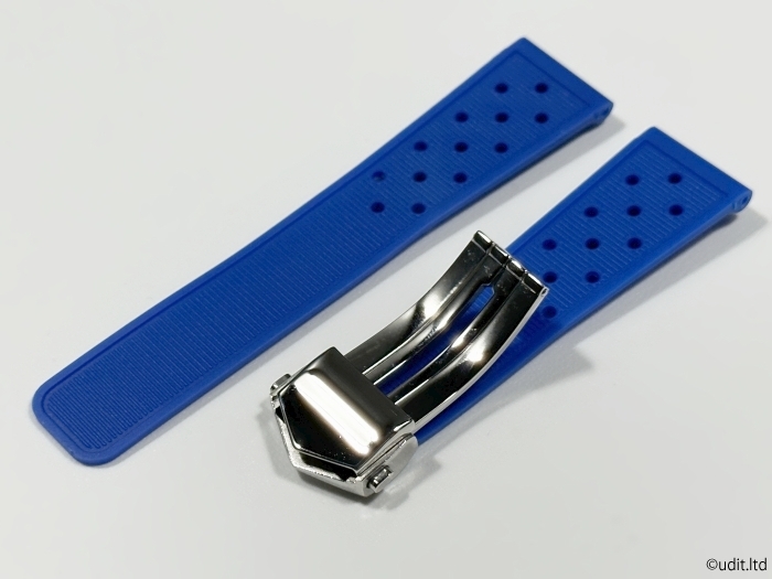  rug width :22mm wristwatch belt rubber belt blue Raver band [ conform TAG Heuer TAG Heuer Monaco Carrera Aquaracer ]