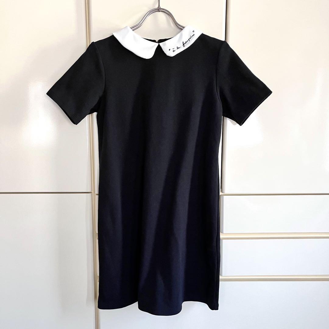 # regular price 16,500 jpy * size 36(S) *To b. by agnes b. toe Be bai Agnes B *ala franc se-z Lobb * circle collar One-piece * black * short sleeves #