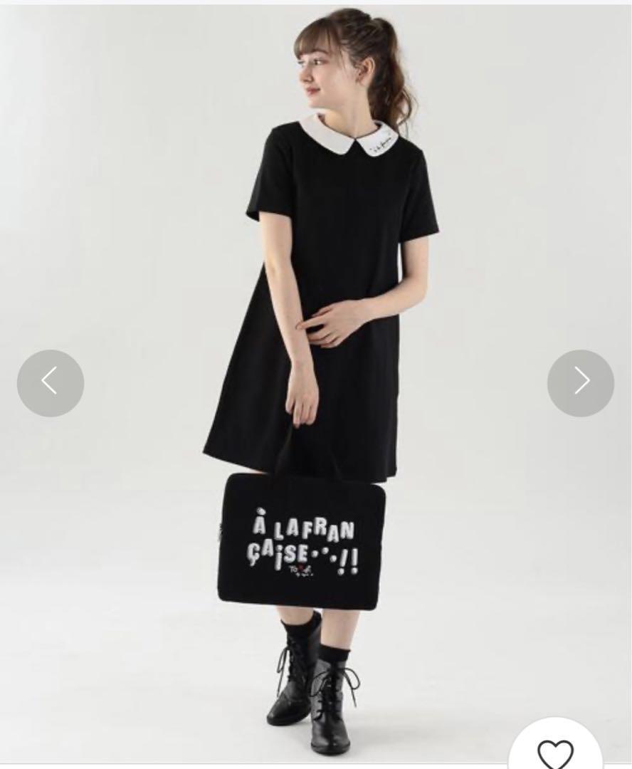 # regular price 16,500 jpy * size 36(S) *To b. by agnes b. toe Be bai Agnes B *ala franc se-z Lobb * circle collar One-piece * black * short sleeves #