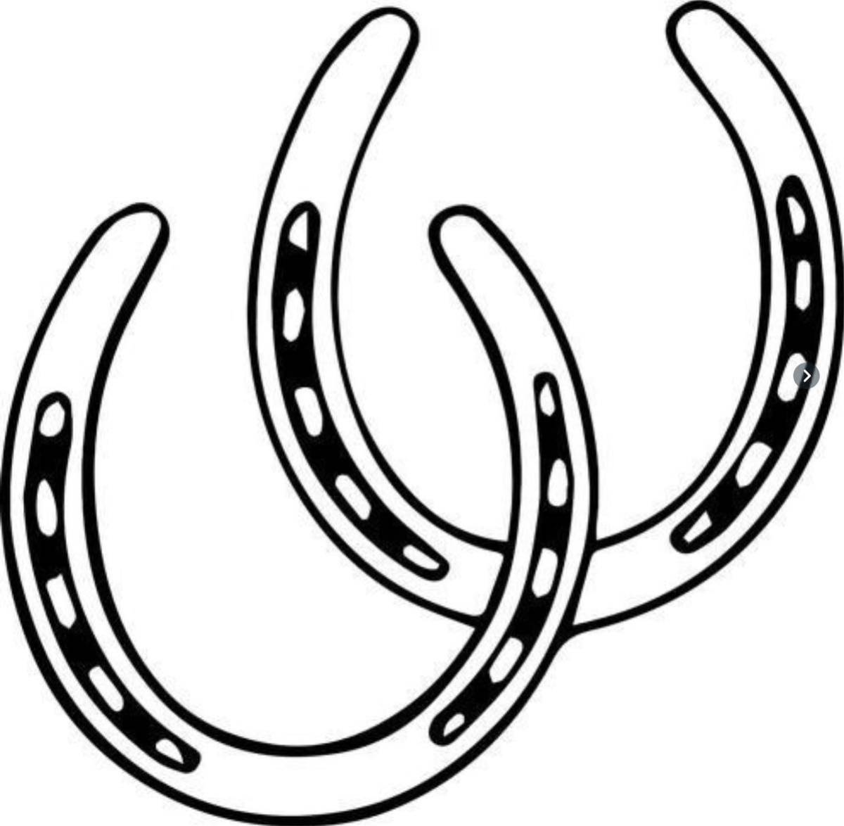 乗馬 蹄鉄ステッカー ホースシュー 黒 大