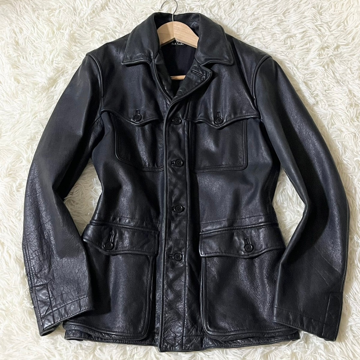 極上牛革○PS Paul Smith ポールスミス カウレザージャケット コート