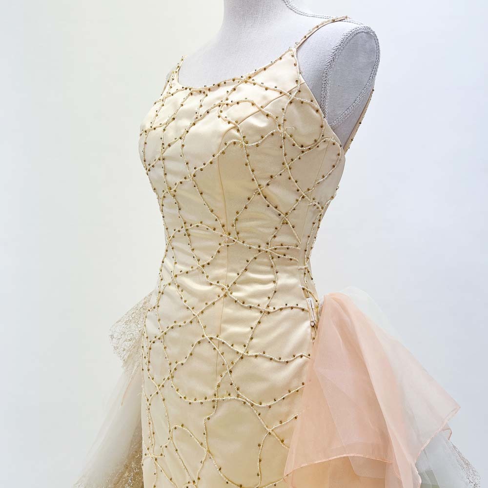 中古 カラードレス 黄色　イエロー スレンダーライン ９号 FANCY　日本製 結婚式　撮影衣装　ステージドレス　C-195_画像5