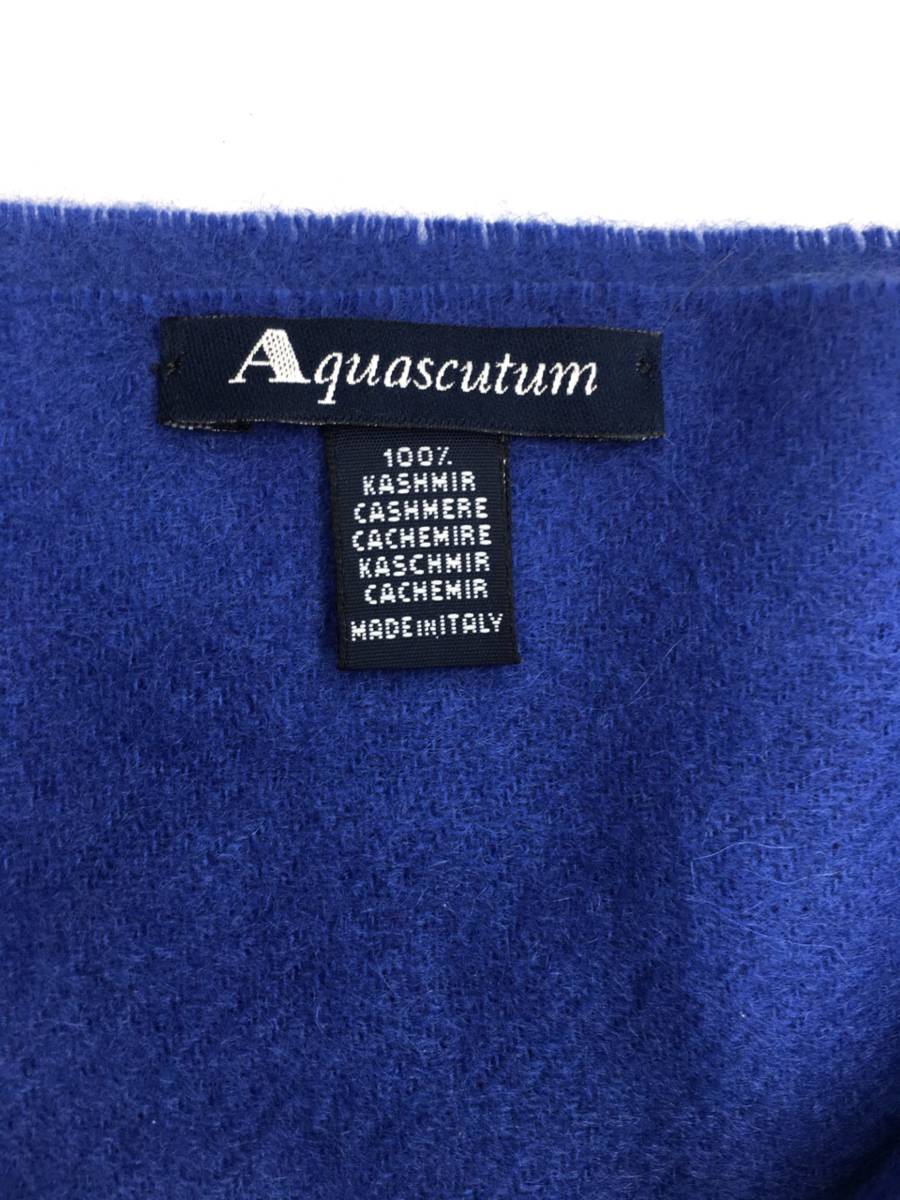 【9902】★未使用品★Aquascutum アクアスキュータム カシミア マフラー ブルー 青色 ユニセックス アパレル小物 防寒具 シンプル ロゴ入り_画像3