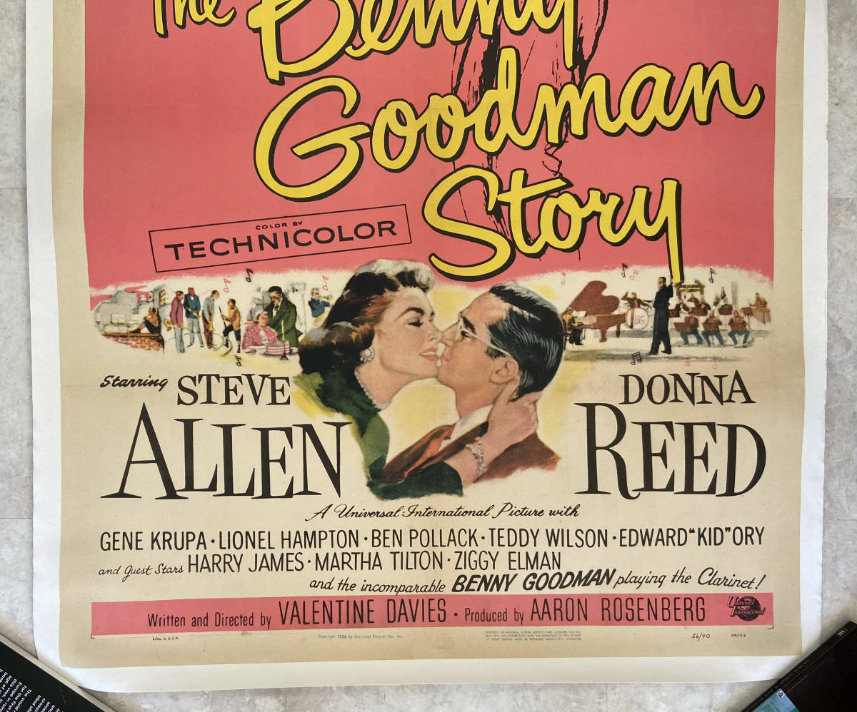 US版1shポスター『ベニイ・グッドマン物語 / The Benny Goodman Story』(1956年) スティーヴ・アレン　リネンバック仕様_画像3