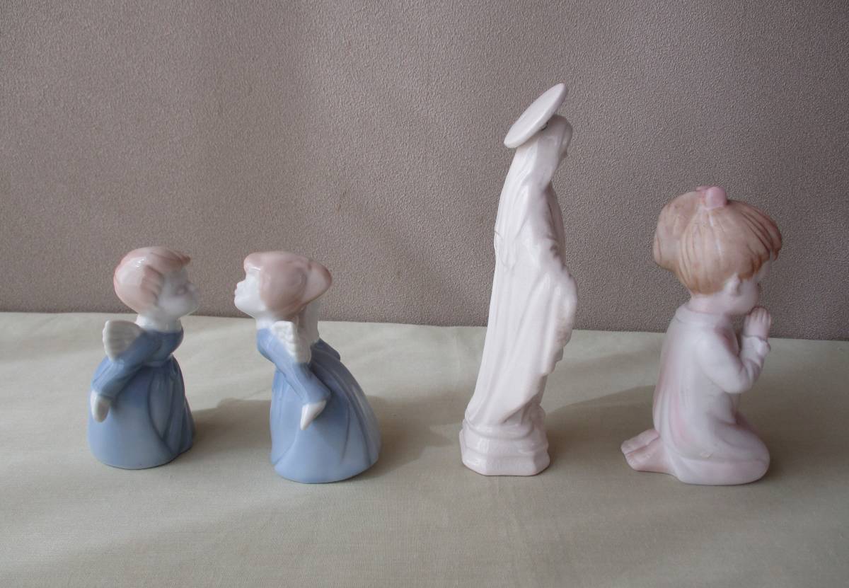 陶器の置物【キューピット２・マリア像・乙女像】４個（１組）：置物人形・美術工芸品・彫刻・オブジェの画像4