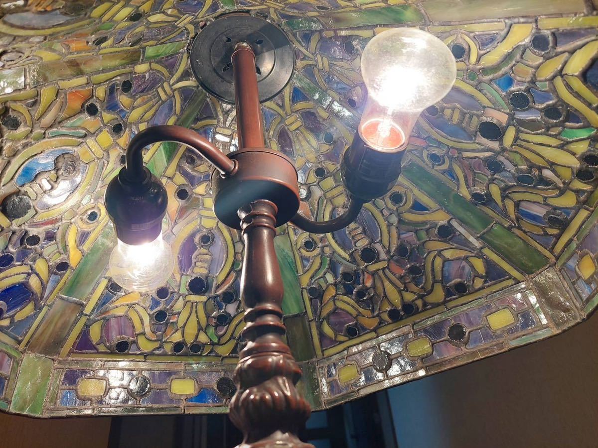  античный * витражное стекло лампа стол лампа освещение лампа высота примерно 75cm зонт. диаметр 48cm