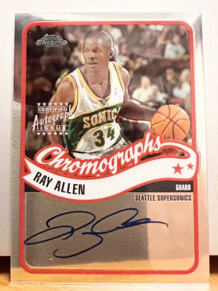 激レア直書 Chrome Auto 04 Topps Ray Allen レイ・アレン サイン NBA ユニフォーム Panini バスケ 3P王 HOF Celtics セルティックス 優勝