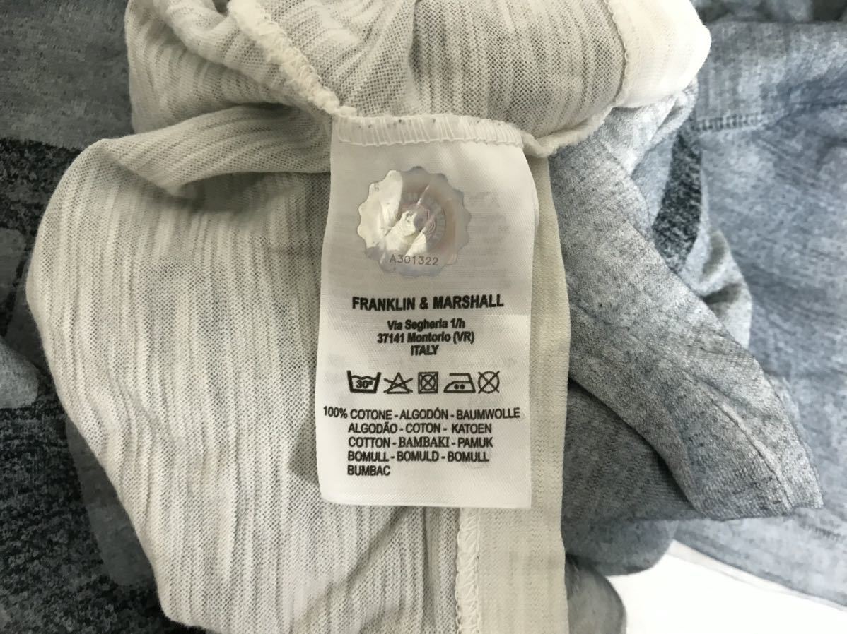 本物フランクリンマーシャルFRANKLIN MARSHALLコットンプリント半袖Tシャツメンズサーフアメカジミリタリーモードグレー柄Sイタリア製