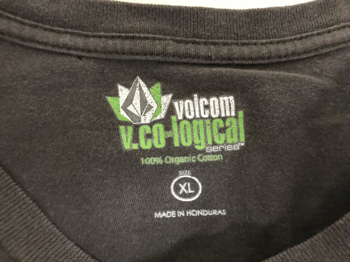 本物ボルコムVOLCOMコットンプリントデカ半袖TシャツメンズサーフアメカジミリタリースケーターストリートXLグレーホンジュラス製_画像4