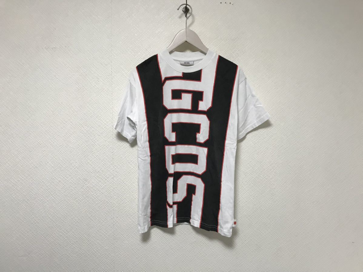 本物ジーシーディーエスGCDSコットンロゴプリント半袖TシャツメンズサーフアメカジミリタリーストリートスケーターXS白ホワイトイタリア製_画像1