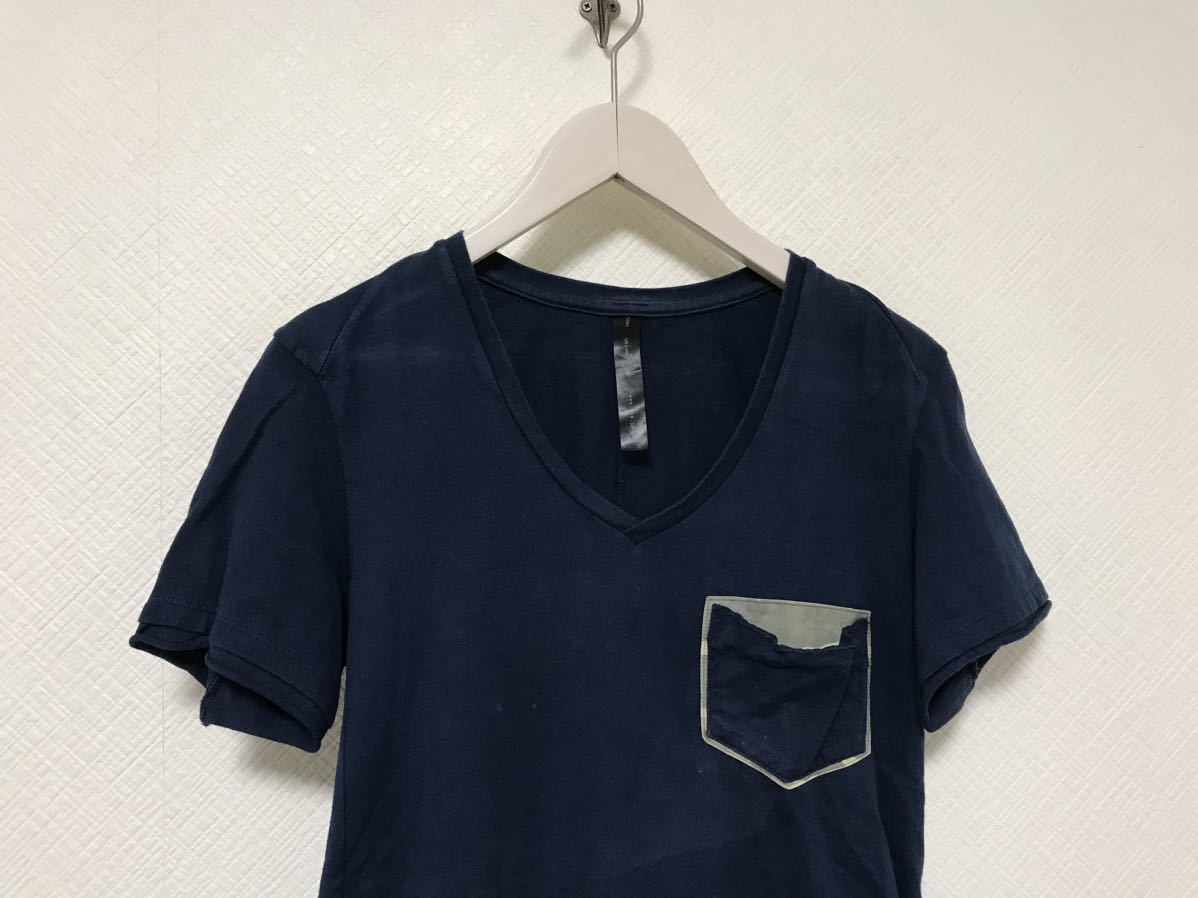 本物ダブルジェイケイwjkダブルジェーケーコットンVネック半袖TシャツメンズサーフアメカジミリタリーワークビジネススーツS日本製紺