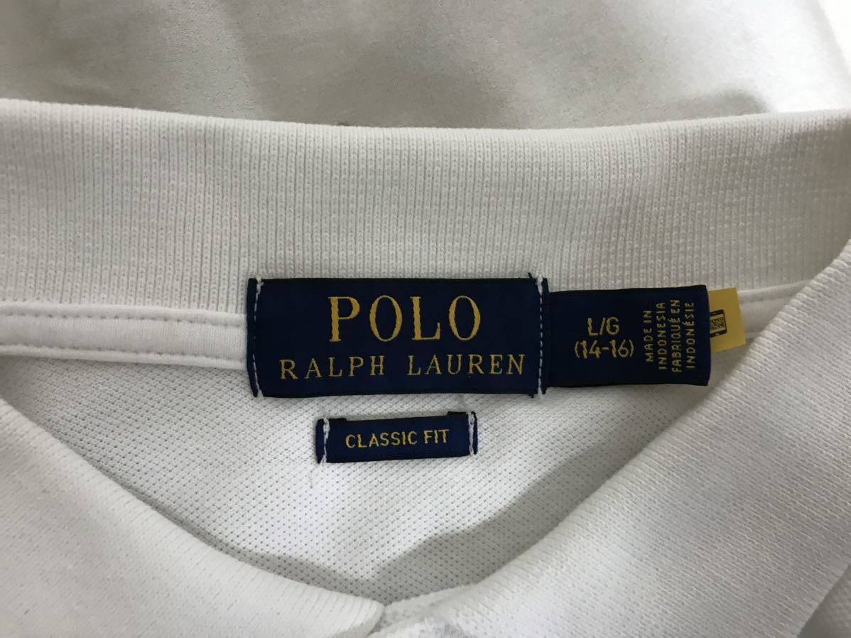 本物ポロラルフローレンPOLO RALPH LAURENコットンロゴ刺繍長袖ポロシャツメンズアメカジサーフビジネススーツゴルフ白ホワイトL