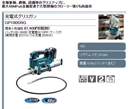 マキタ 18V 充電式グリスガン GP180DRG ■安心のマキタ純正/新品/未使用■_画像1