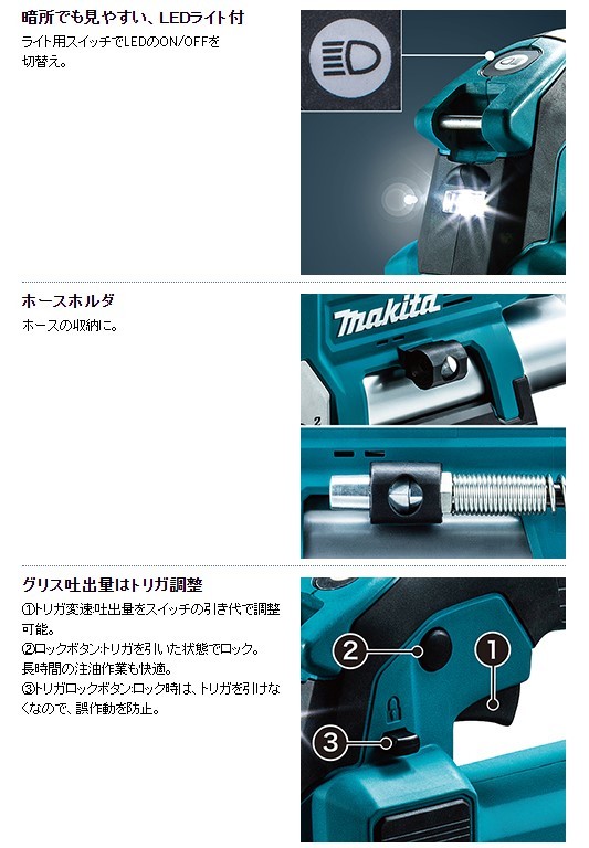 マキタ 18V 充電式グリスガン GP180DZ (本体のみ) ■安心のマキタ純正/新品/未使用■_画像4