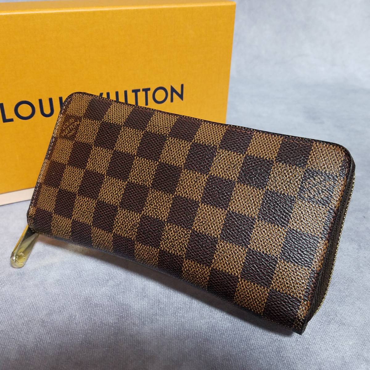 【良好】　LOUIS VUITTON　ルイヴィトン　正規品　本革　レザー　ダミエ　ジッピーウォレット　ラウンドファスナー長財布　N60015　Ｆ_画像1