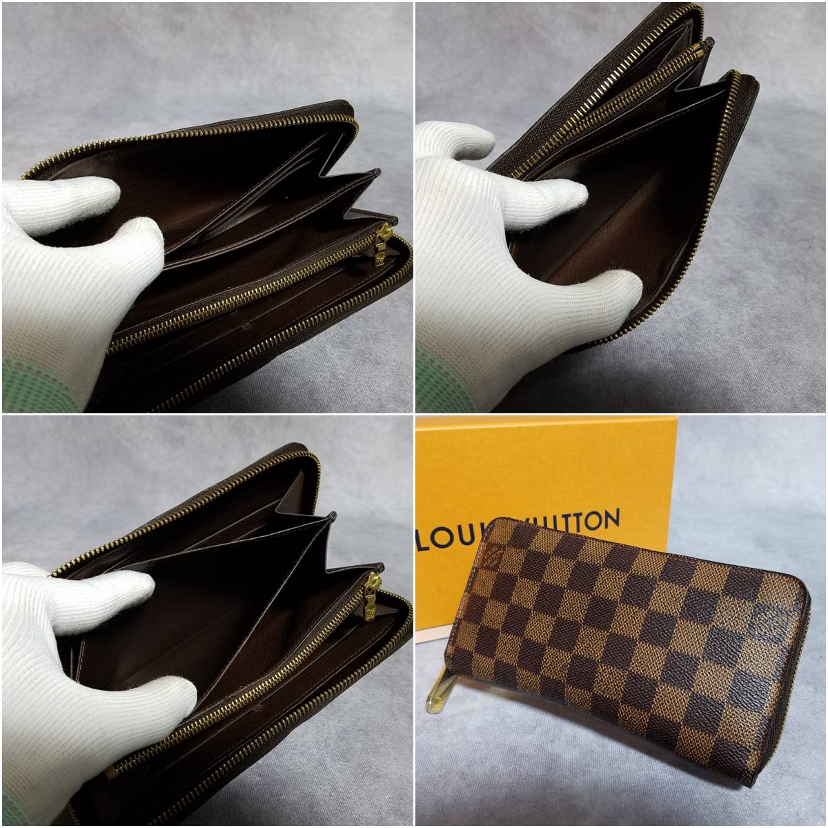 【良好】　LOUIS VUITTON　ルイヴィトン　正規品　本革　レザー　ダミエ　ジッピーウォレット　ラウンドファスナー長財布　N60015　Ｆ_画像10