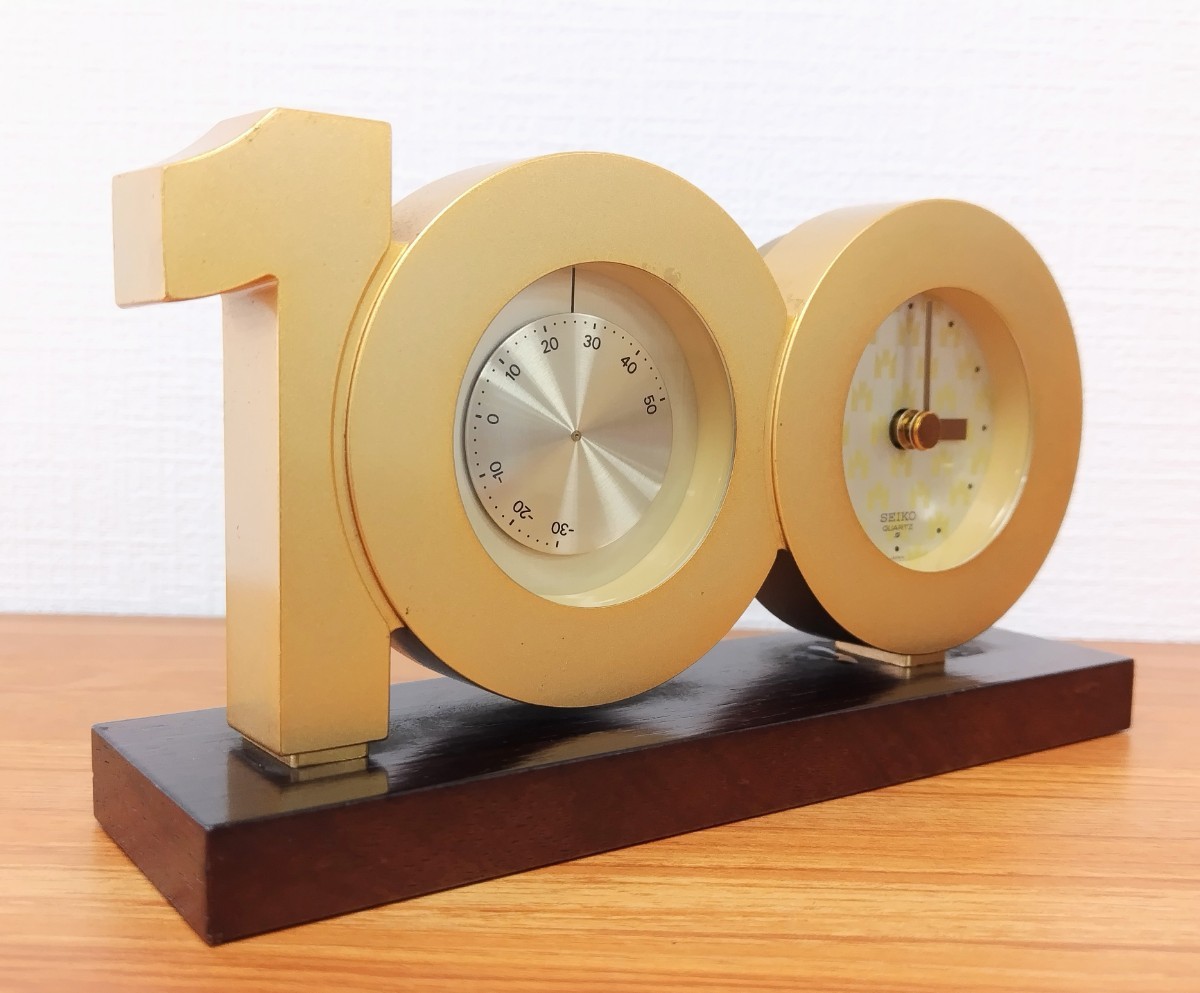 明治生命100周年記念　置時計　温度計　1981年　稼働品 SEIKO セイコー_画像1