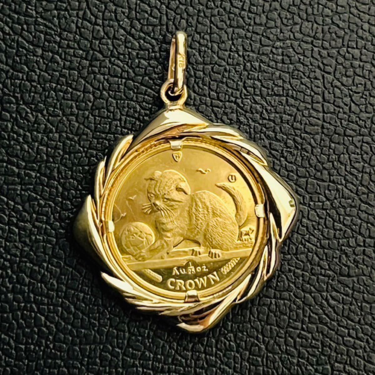 マン島 キャット コインネックレス 2000年 1/25oz 24K18K マン島 キャット コインネックレス 2000年 1/25oz 24K18K