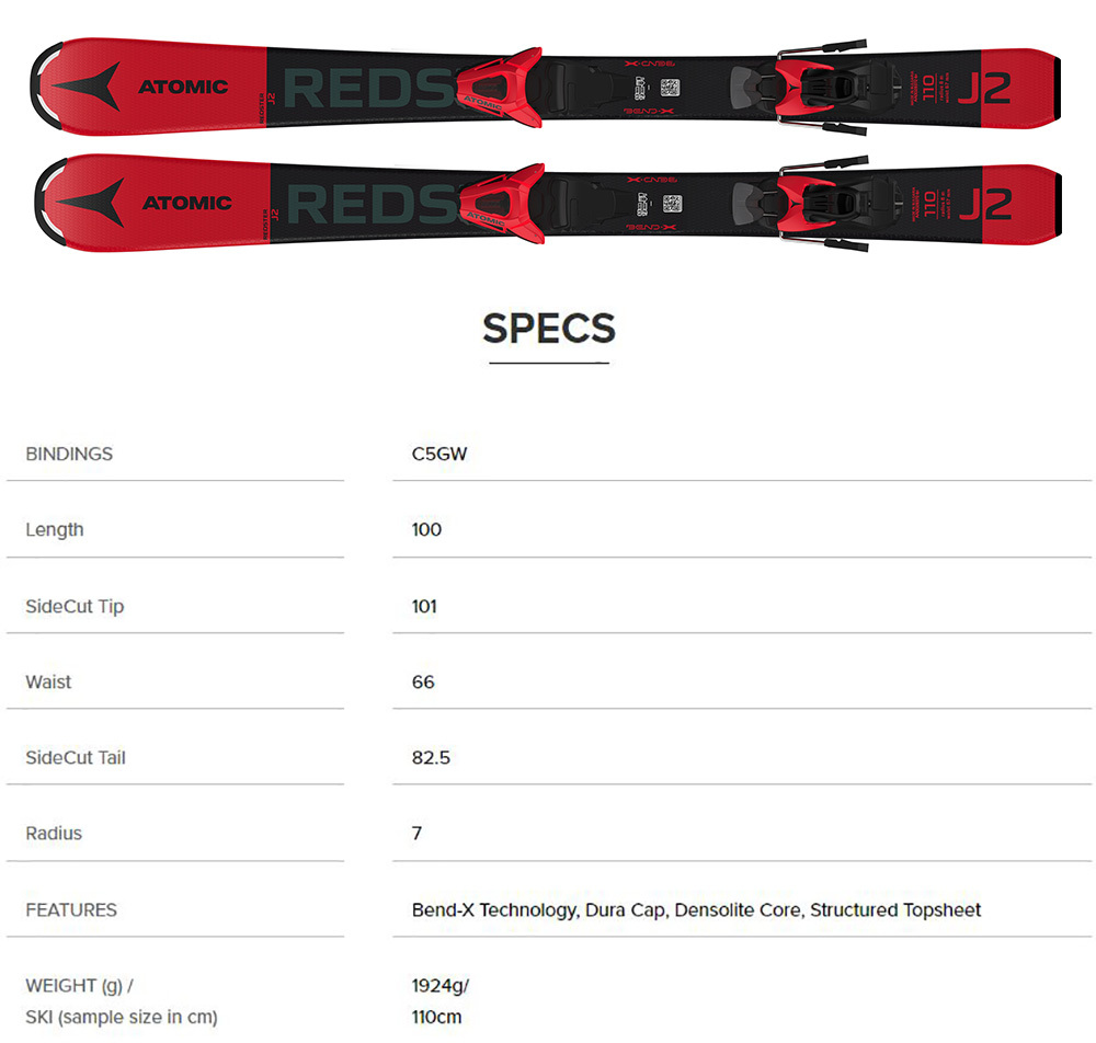 ATOMIC アトミック REDSTER J2 + C 5 GW SKI Jrスキー板＋ビンディングセット 100-120cm_画像3