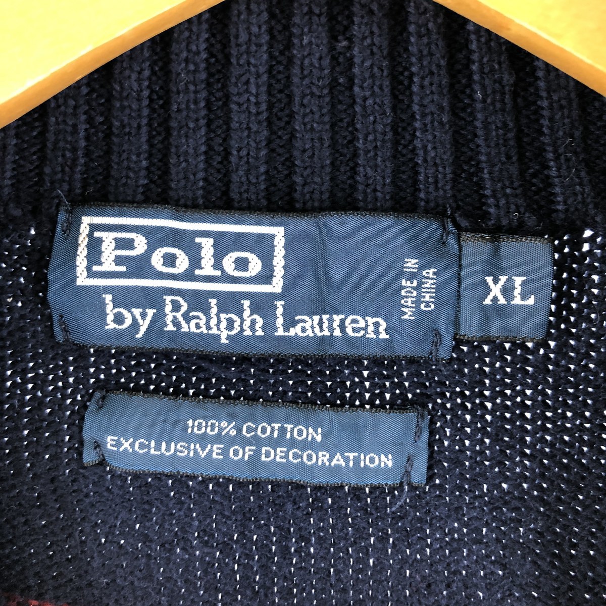 古着 ラルフローレン Ralph Lauren POLO by Ralph Lauren ボーダー柄 コットンニットハーフジップセーター メンズXL /eaa358282_画像3