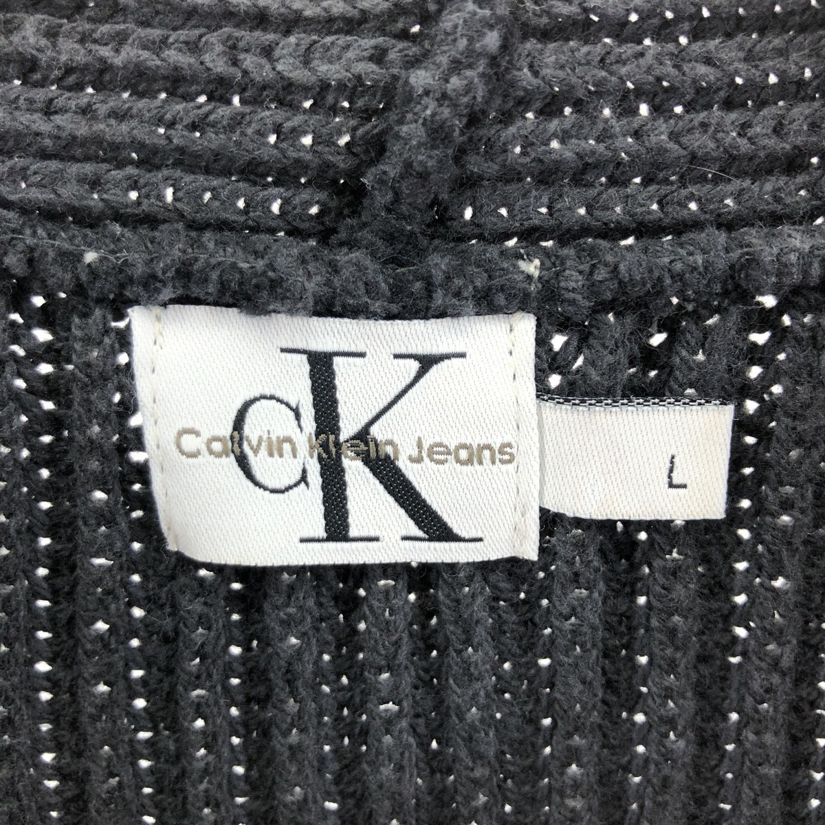  б/у одежда 90 годы Calvin Klein Calvin klein JEANS ребристый mok шея хлопок вязаный свитер USA производства мужской XL /eaa378154