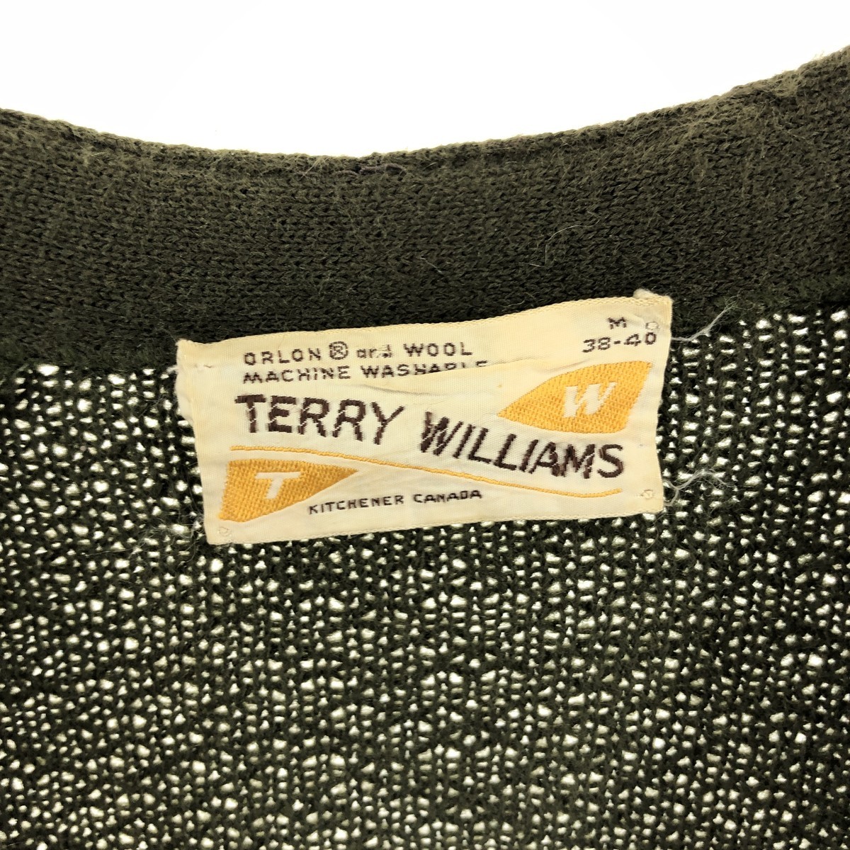 古着 60年代 TERRY WILLIAMS ウール×アクリルニットカーディガン カナダ製 メンズM ヴィンテージ /eaa384818_画像3