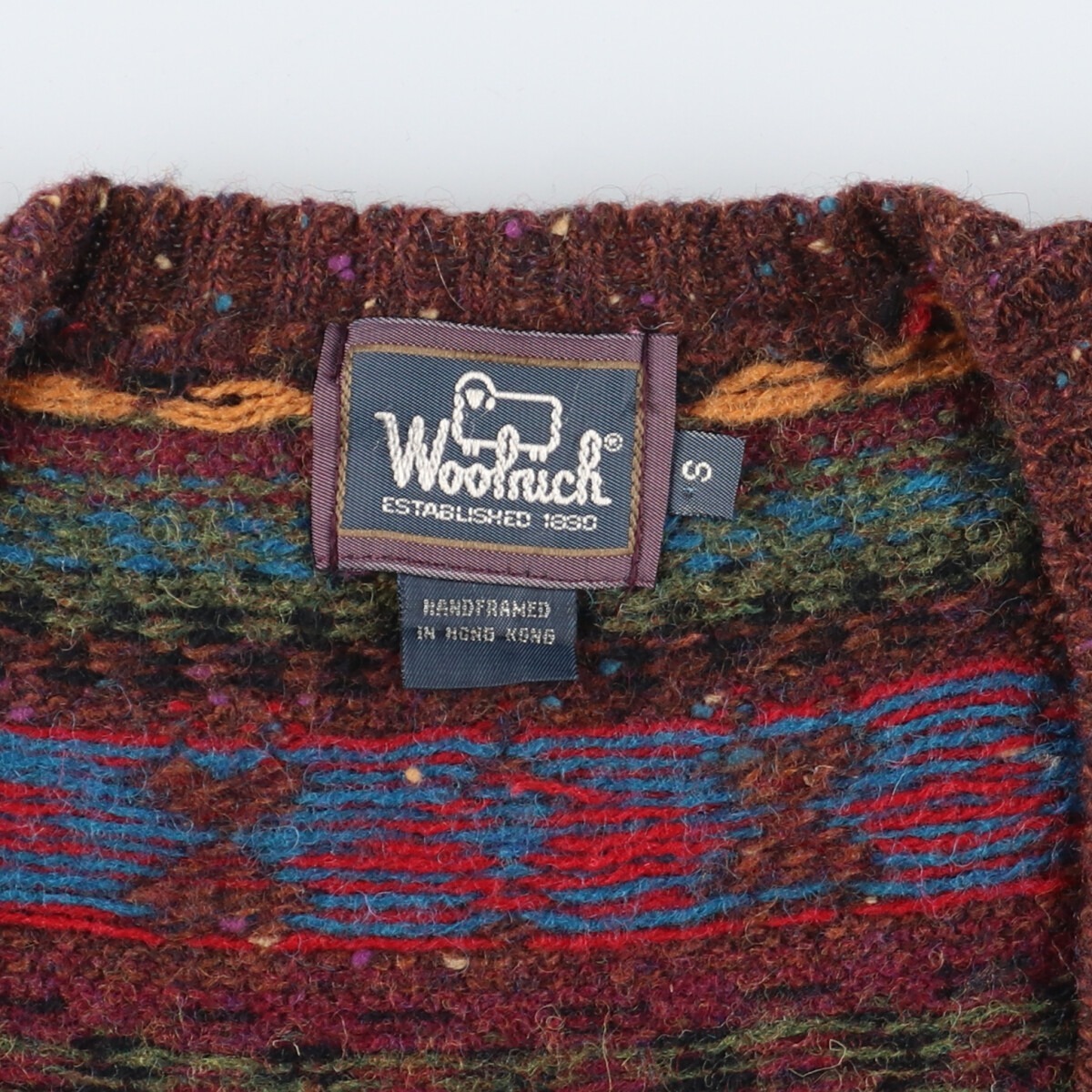 古着 80~90年代 ウールリッチ WOOLRICH 総柄 フェアアイル柄 ウールニットカーディガン レディースS ヴィンテージ /eaa356781_画像3