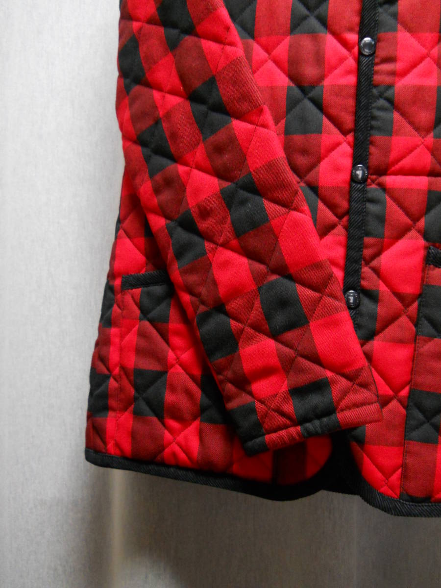 定番　美品　ラベンハム　キルティングジャケット　レディース　３６　ブロックチェック　バッファローチェック_ウールの様な質感です。