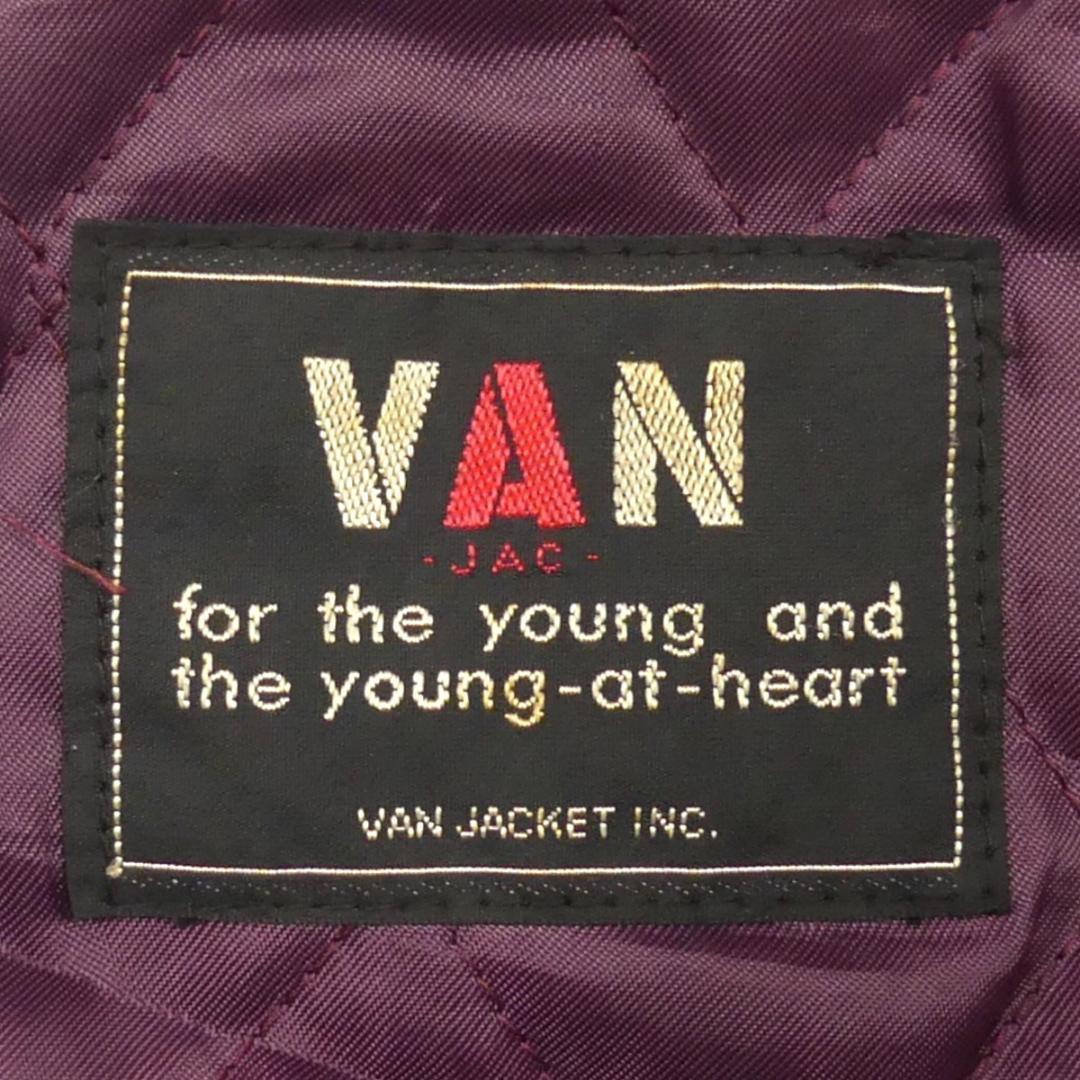 即決★VAN JACKET★メンズL レザーアームスタジャン ヴァンヂャケット 紫 本革 ブルゾン 本皮 ジャンパー 革ジャン キルティング_画像8