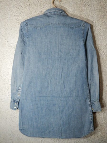 to7104 AZUL azur lady's long sleeve Denim car n blur - Western design tunic shirt popular postage cheap 