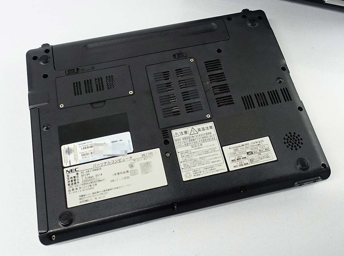 ジャンク含 5台SET NEC VK17HB-D PC-VK17HBBCD/Core i7-2637M 1.7GHz/メモリ8GB/HDD無/ノート PC S101006_画像6