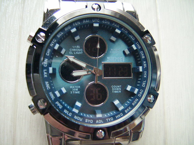 美品■HINICE メンズ腕時計■デジアナ腕時計■30M防水■ブルー■_画像6