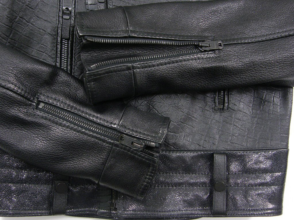 新品 BALENCIAGA 定価49万9400円 【イタリア製 本革】 レザー ライダース 48 黒 牛革 やぎ革 オーストリッチ 2013 バレンシアガ ★271468_画像9