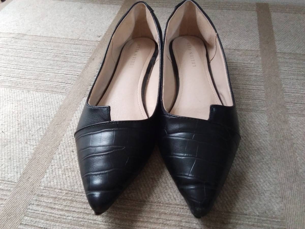 レディース靴フラットシューズ黒色38Ｌサイズ、靴擦れ防止の画像3