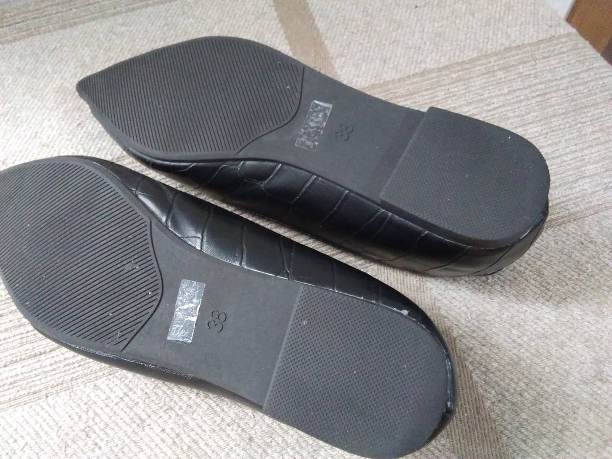 レディース靴フラットシューズ黒色38Ｌサイズ、靴擦れ防止の画像5