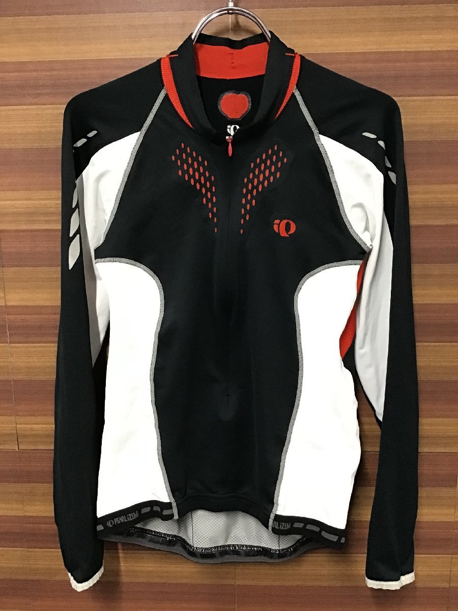 HF644 パールイズミ PEARL iZUMi 長袖 サイクルジャージ 白 黒 M ※毛玉_画像1