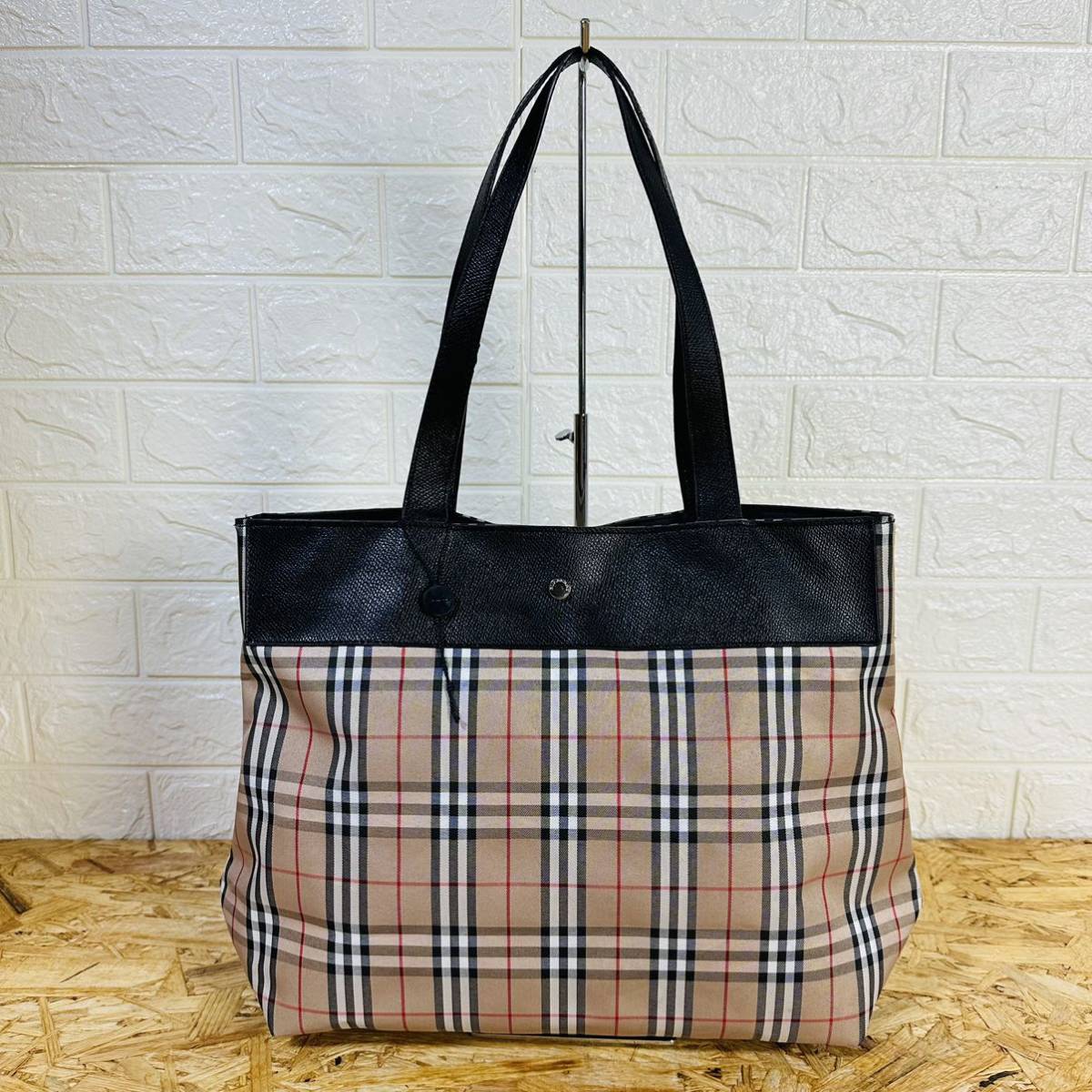 極美品】BURBERRY バーバリー レザー キャンバス ノバチェック