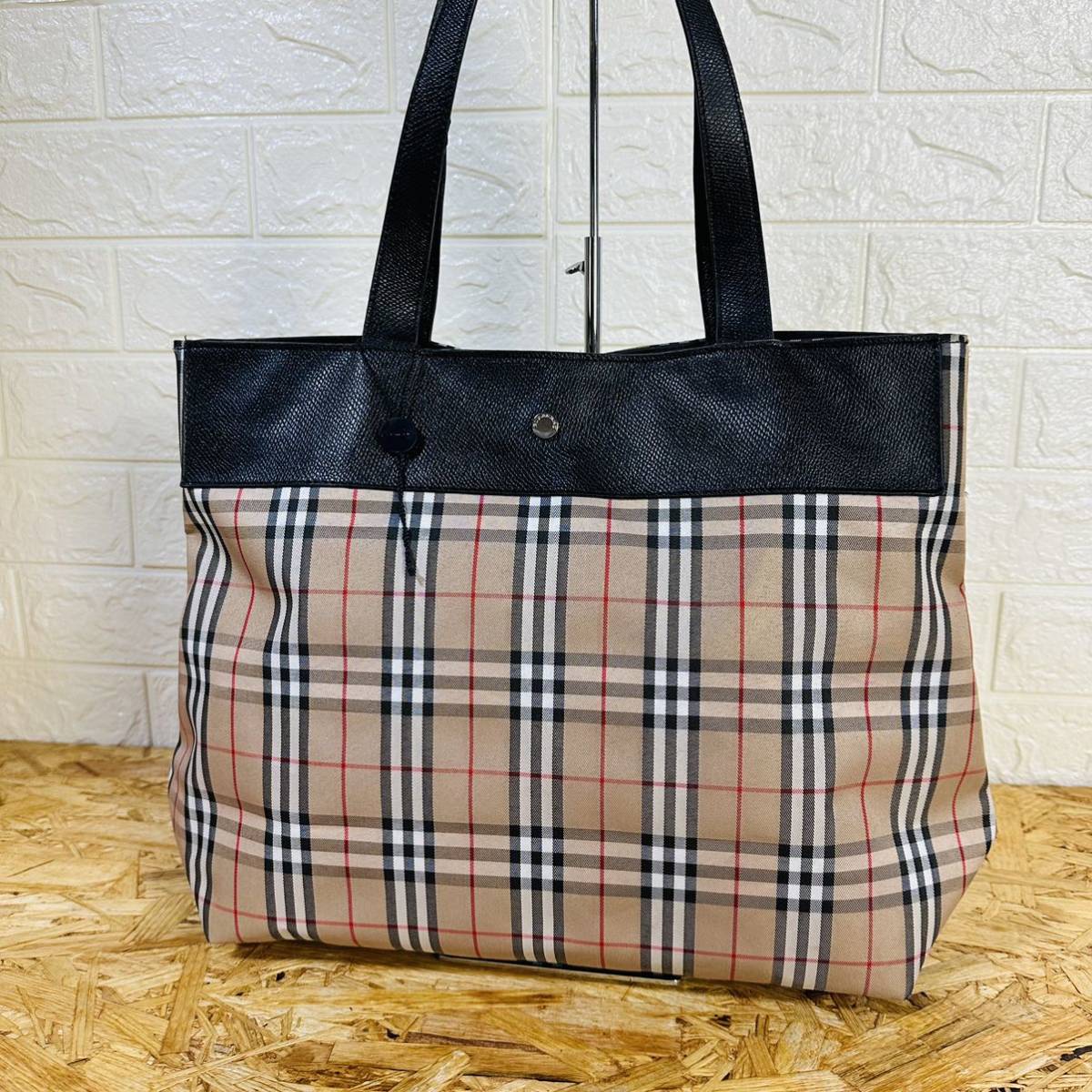 極美品】BURBERRY バーバリー レザー キャンバス ノバチェック