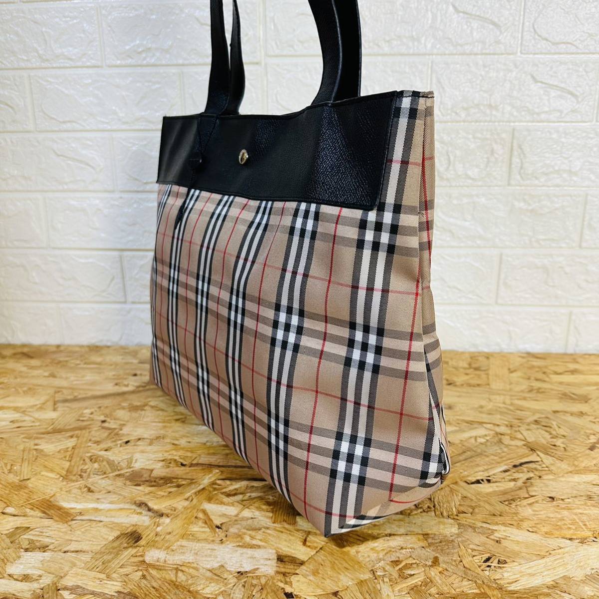 極美品】BURBERRY バーバリー レザー キャンバス ノバチェック