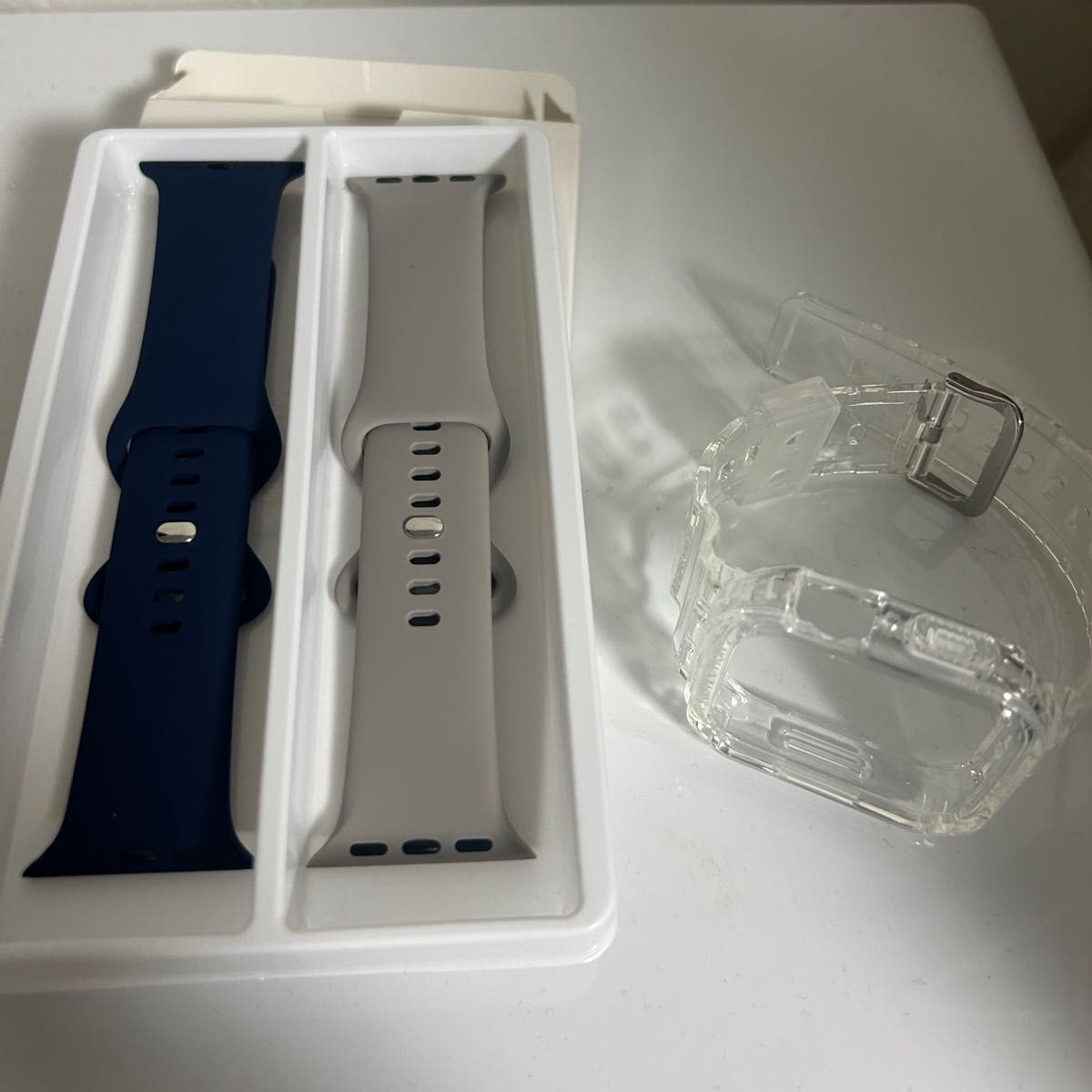 新品未使用 Apple Watch  ラバーバンド シリコンバンド クリア 透明 グレー ネイビー 腕時計ベルト