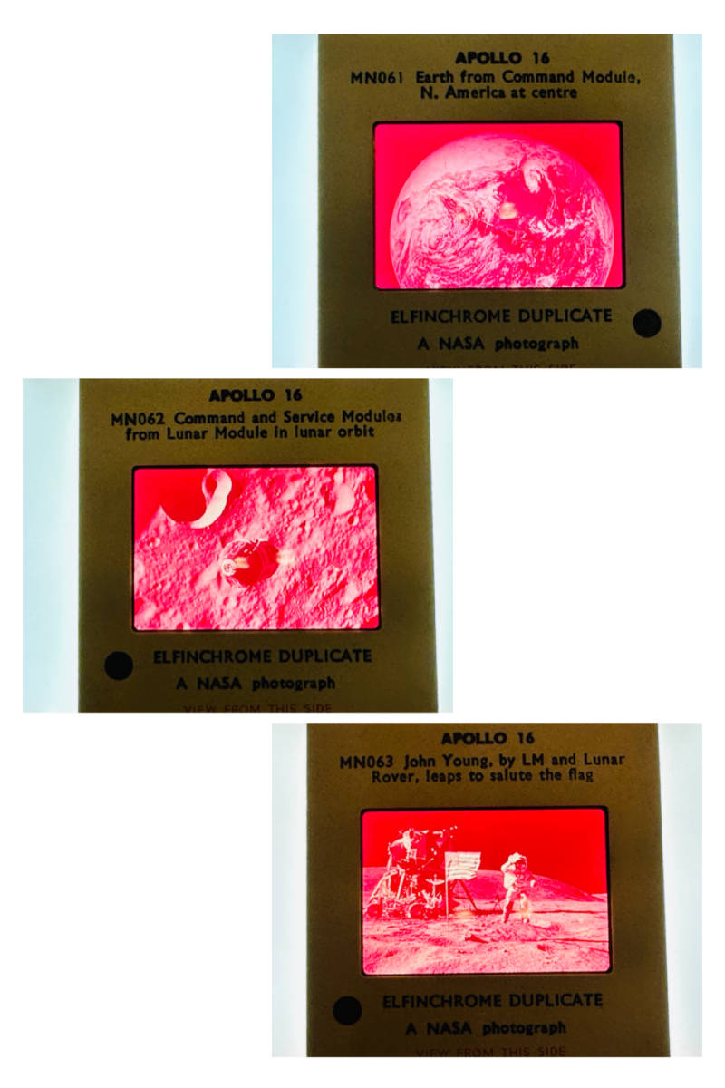 激レア稀少品！アポロ16号、35㎜カラースライドネガ9枚セット、NASA公認、イギリス「WOODMANSTERNE社製」_画像3
