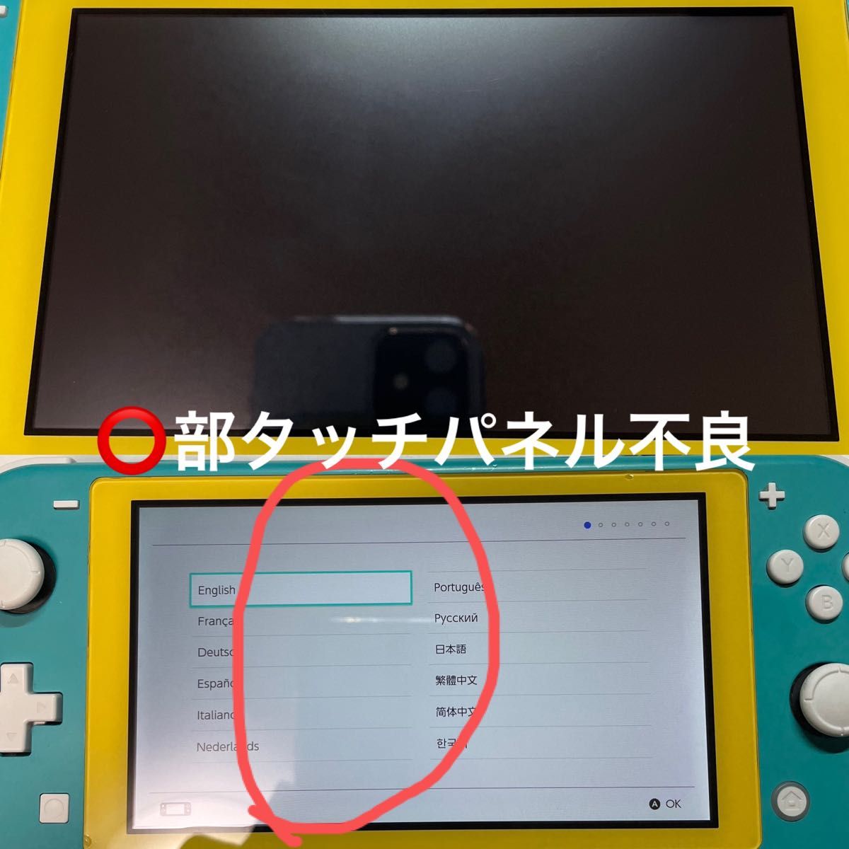 Nintendo Switch Lite ジャンク(タッチパネル一部不良)