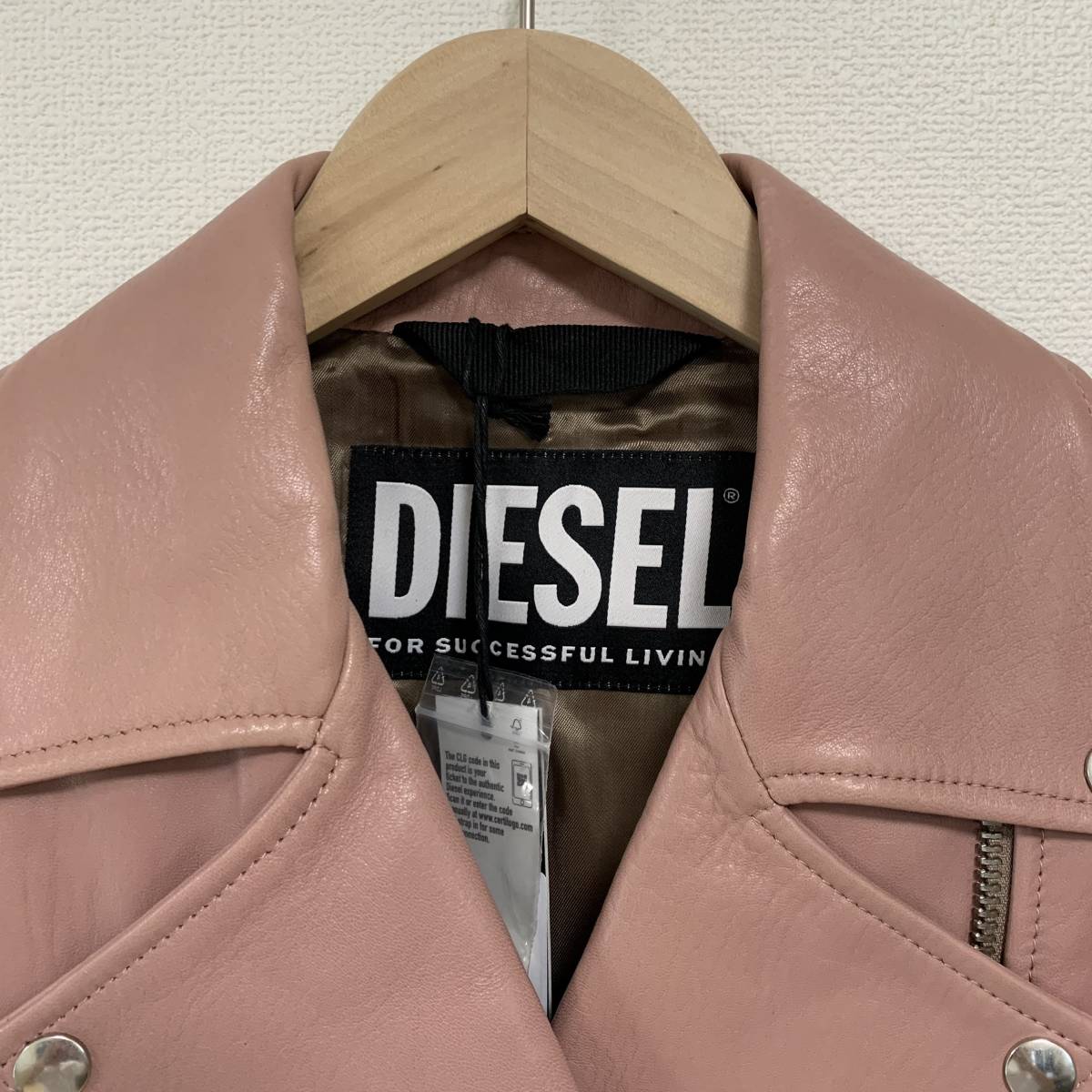 《新品/正規品》定価225,500円 DIESEL ディーゼル レディース 羊革 ラムレザー レザージャケット_画像2