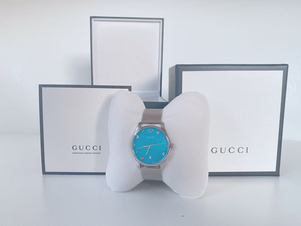 新品未使用正規品Gucci(グッチ)タイムレスターコイズブルーウォッチ腕時計