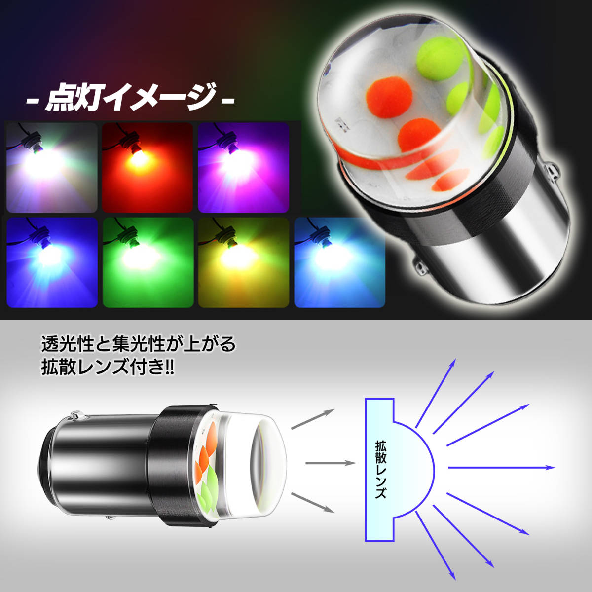 ヤンキー テール くるくる LED 2個 セット ロータリー バルブ ランプ ストロボ フラッシュ 暴走族 旧車 単車 HONDA KAWASAKI YAMAHA SUZUKI_画像3