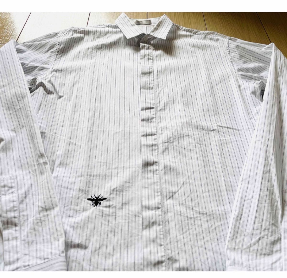 定価9万円 Dior Homme 刺繍ロゴ ストライプシャツ 長袖シャツ CELINE Dior BALENCIAGA