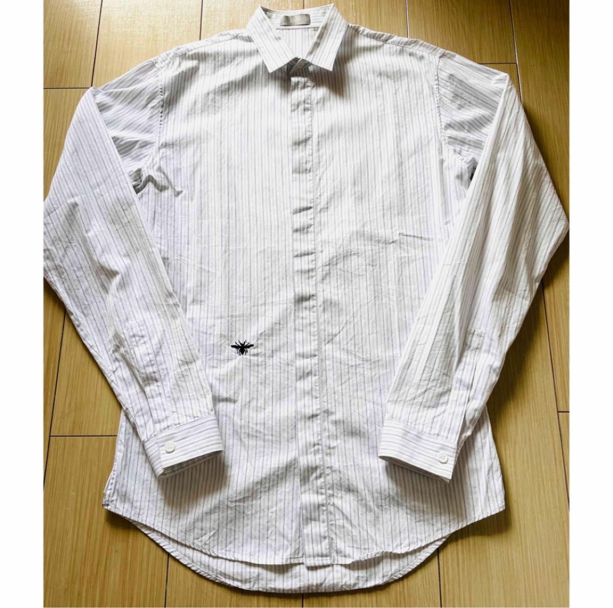 定価9万円 Dior Homme 刺繍ロゴ ストライプシャツ 長袖シャツ CELINE Dior BALENCIAGA