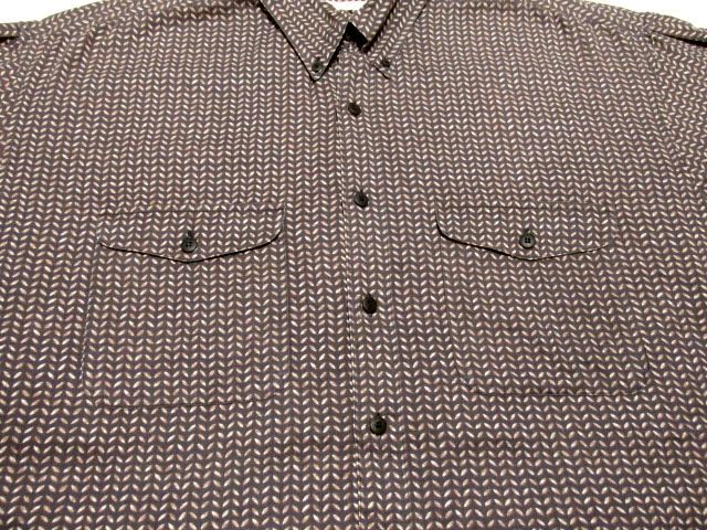 ★USA製★90's PERRY ELLIS ペリーエリス ボタンダウン 長袖 総柄 シャツ L★ブラウン 100%COTTON 起毛 アメリカ製 ビンテージ OLD 美品_画像6