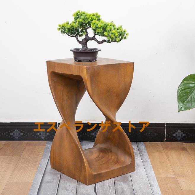 [エスペランザストア]ィーク調 レトロ チーク 木製 椅子 花台 家庭用