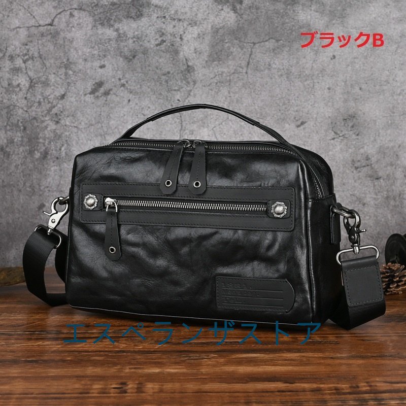 [エスペランザストア] 本革トートバッグ メンズ 牛革手提げバッグ 通勤鞄 ビジネスバッグ カジュアル兼用 ブラック